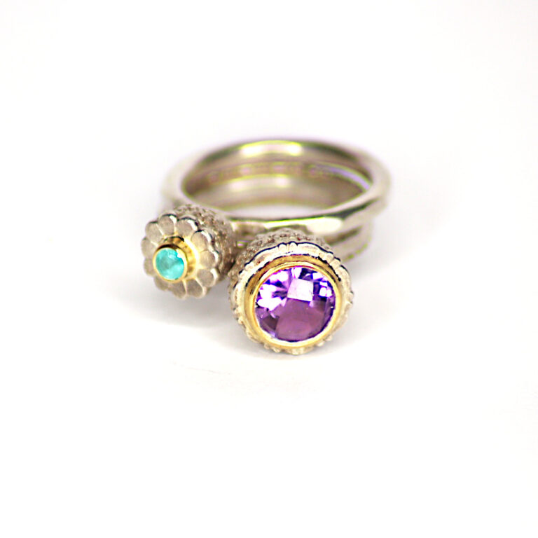 Ring Cupula mit Amethyst und Ring Cupula mit Turmalin