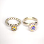 Ring Cupula mit Turmalin und Ring Cupula mit Iolith
